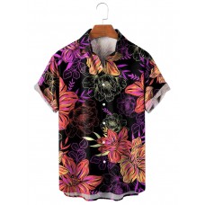 Men's Casual Lapel Floral Print Short Sleeve Shirt 39631015M