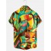 Men's Hawaiian Tiki Toucan Print Long Sleeve Shirt