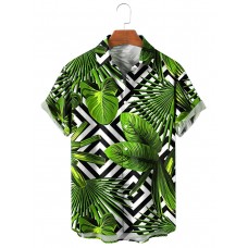 Men's Hawaiian Printed Lapel Short Sleeve Shirt 54811764M