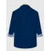 Blue Retro Ethnic Boho Print Printing Men's Long Sleeve Shirt
