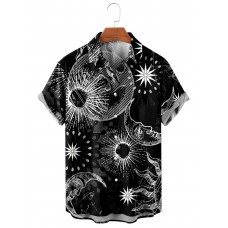 Men's Lapel Casual Print Short Sleeve Shirt 63845080M