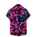 Men's Casual Lapel Floral Print Short Sleeve Shirt 40919121M
