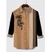 Gradient Striped Casual Coconut Tree Printing Men's Long Sleeve Shirt