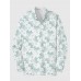 Full-Print Blue Watercolor Floral Pattern Printing Men‘s Long Sleeve Polo