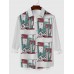 Comic Style Abstract Geometric Cup Pattern Printing Men's Long Sleeve Shirt