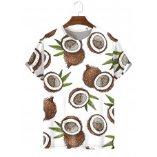 Men's Fashion Crew Neck Coconut Print T-Shirt