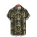 Men's Resort Style Hibiscus Weird Tiki Hawaiian Short Sleeve Shirt