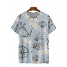 Fashionable Vintage Nautical Chart Print Versatile T-Shirt